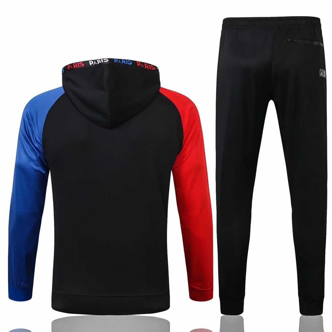 2020/21 PSG x Jordan Hoodie Black Mens Soccer Training Suit(Jacket + Pants)