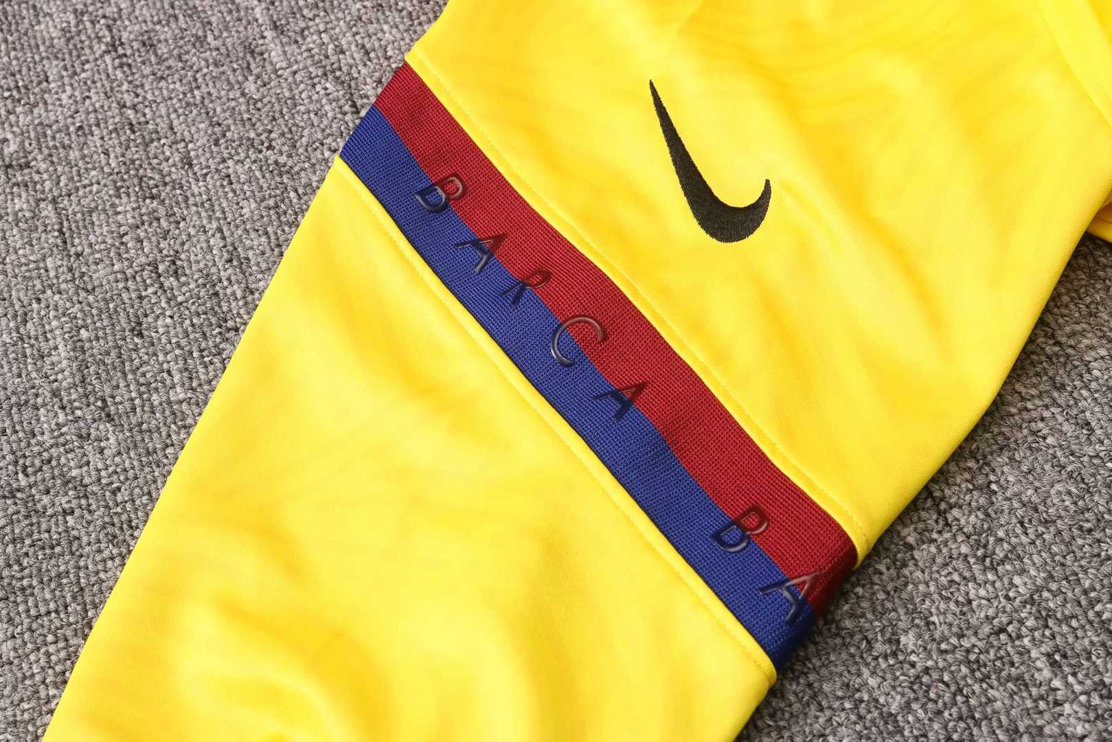 2020/21 Barcelona Yellow Half Zip Mens Soccer Training Suit(Jacket + Pants)