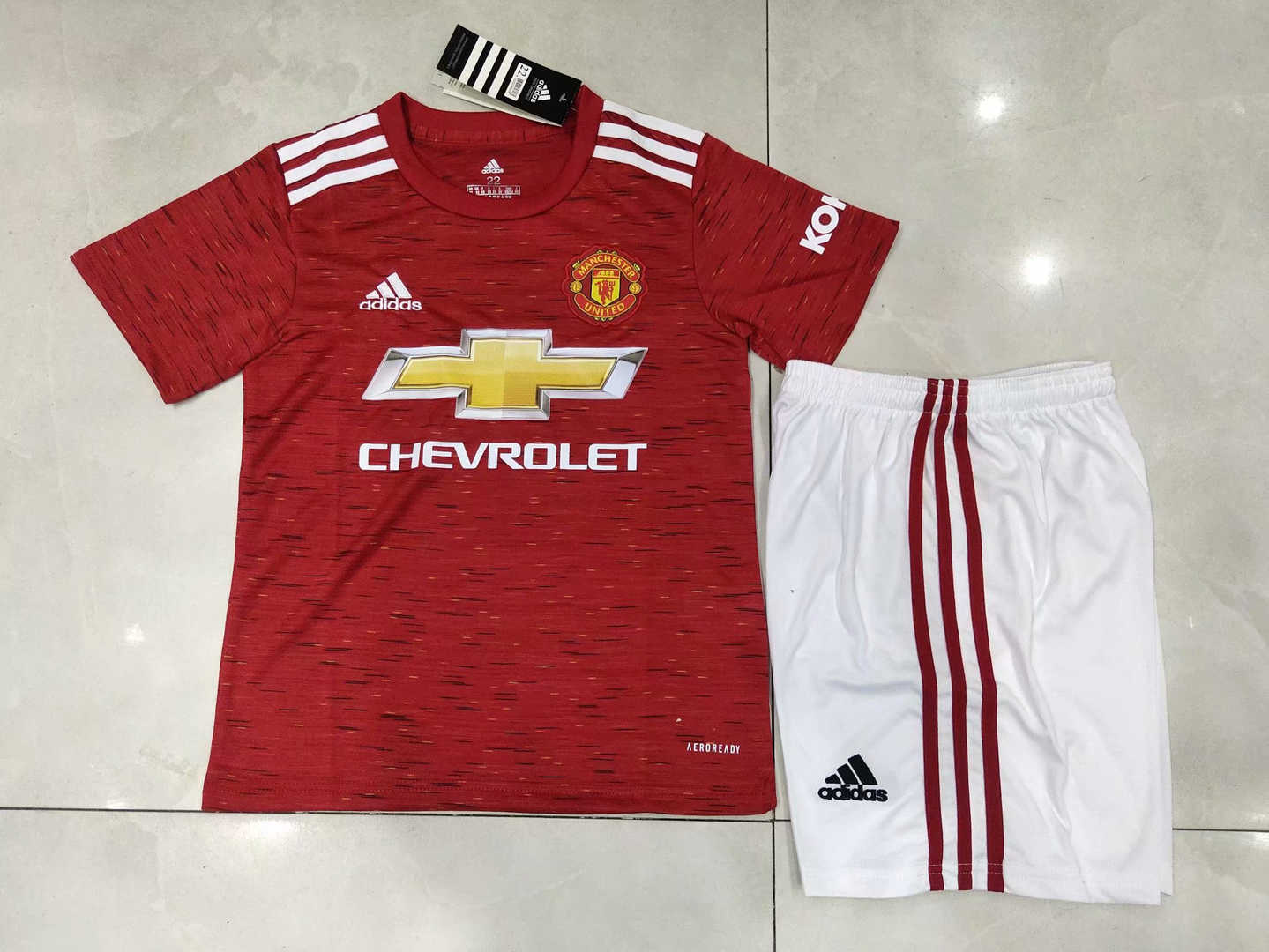 2020/21 Manchester United Home Kids Soccer Kit(Jersey+Shorts)