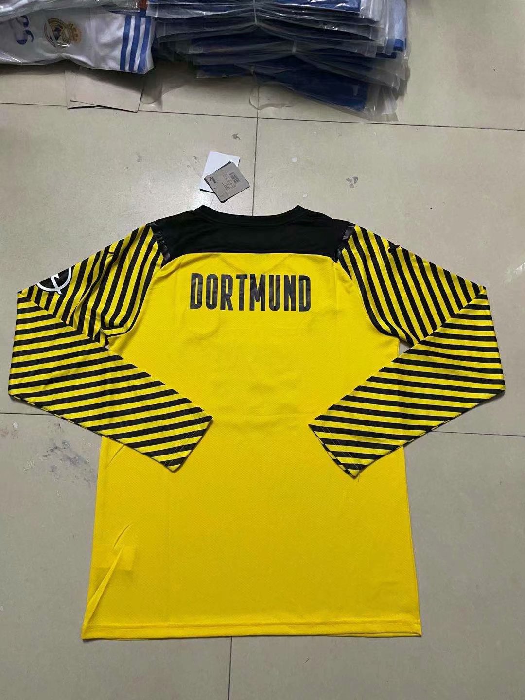 Borussia Dortmund Soccer Jersey Replica Home Long Sleeve Mens 2021/22 