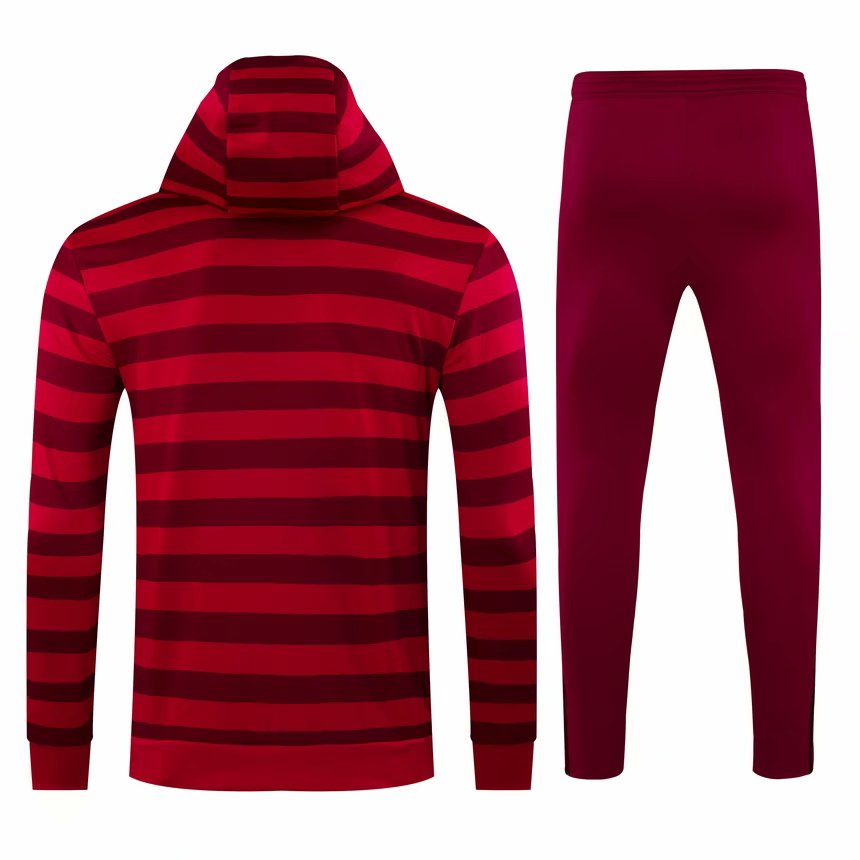 Liverpool Hoodie Red Stripe Soccer Training Suit Sweatshirt + Pants Mens 2021/22 