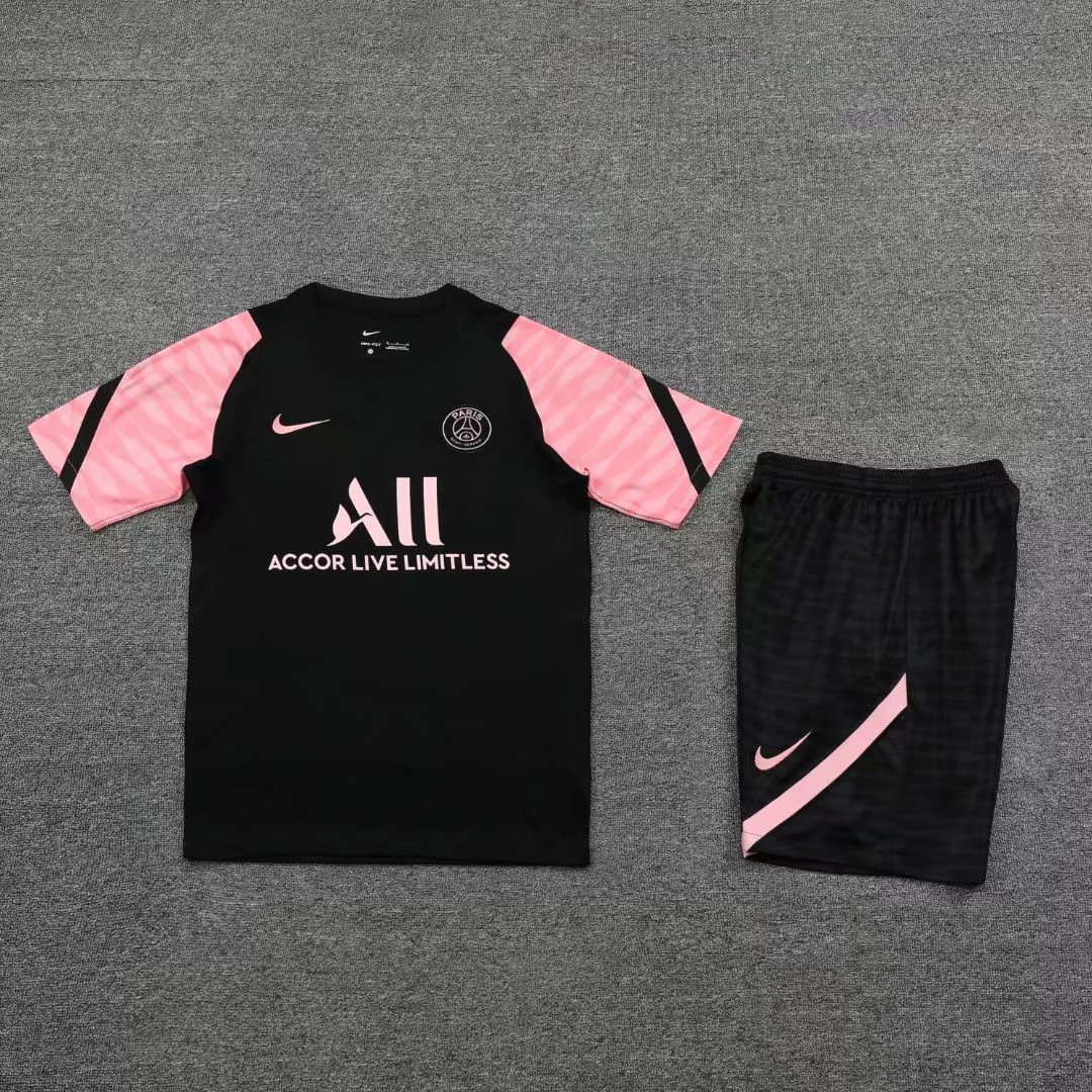 PSG Soccer Training Suit (Jerseys+Short) Black - Pink Mens 2021/22
