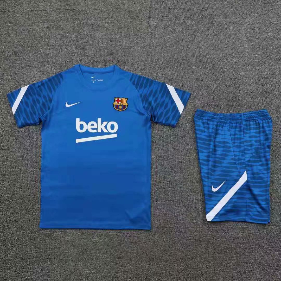 Barcelona Soccer Training Suit (Jerseys+Short) Blue Mens 2021/22