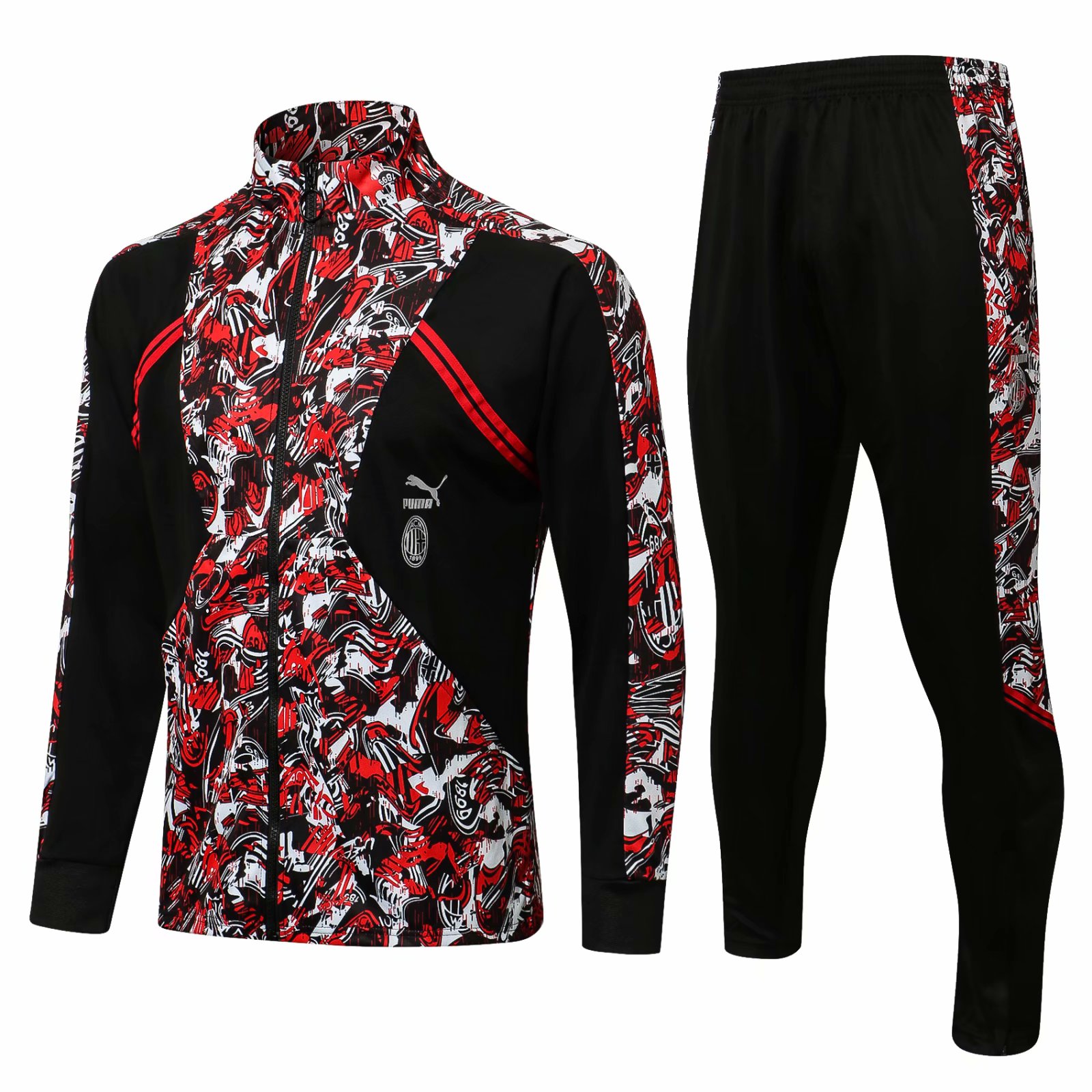 AC Milan Soccer Training Suit Jacket + Pants Red-Black Mens 2021/22 ...