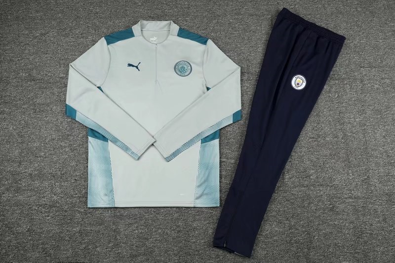 Manchester City Soccer Training Suit Light Grey Mens 2021/22