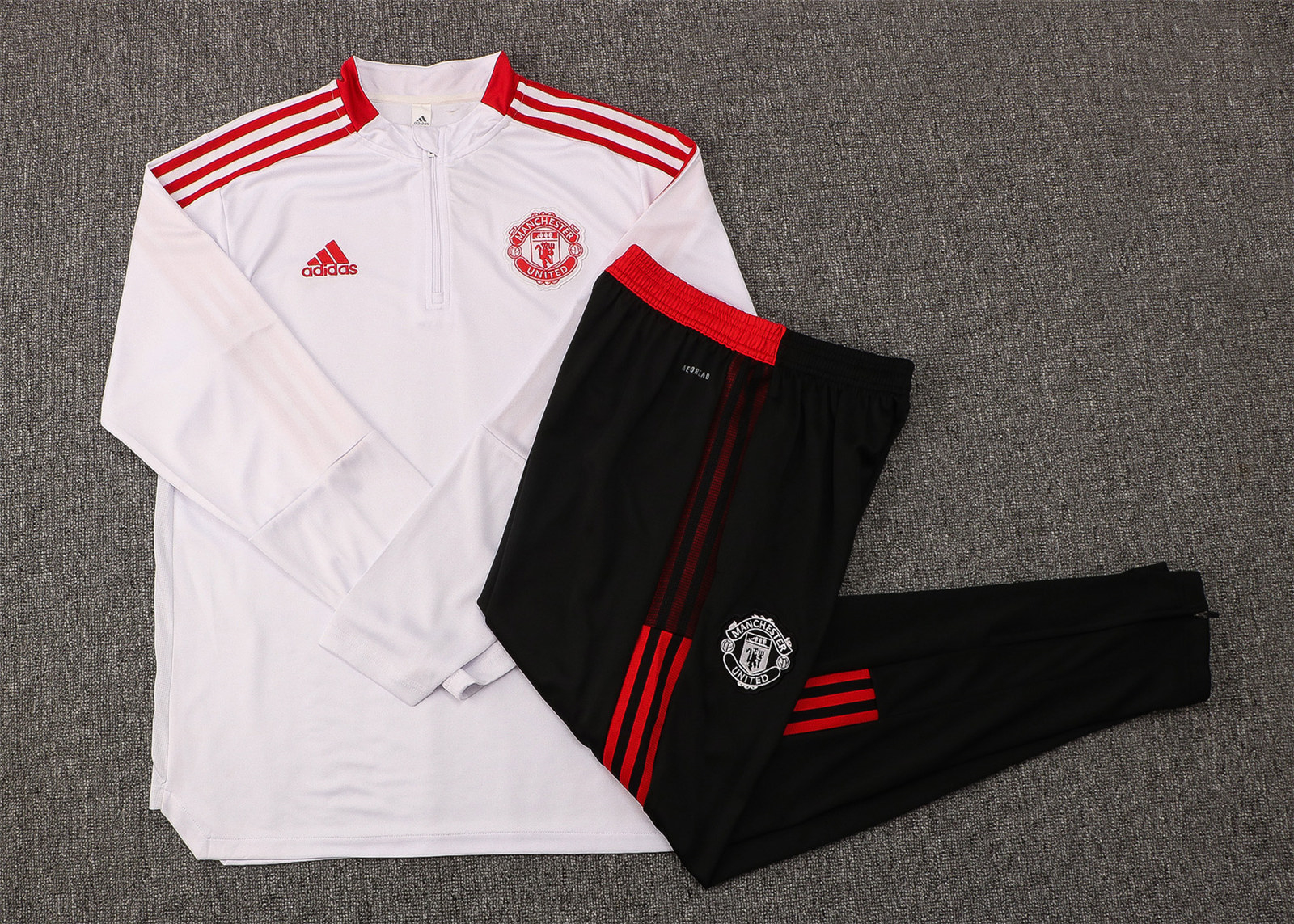 Manchester United Soccer Training Suit White Kid's 2021/22