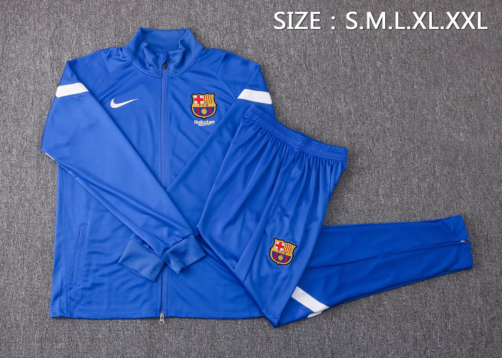 Barcelona Soccer Training Suit Jacket + Pants Replica Sharp Blue Mens 2021-22