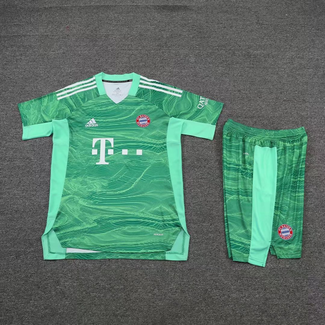 Bayern Munich Soccer Jersey + Short Set Replica Goalkeeper Green Mens 2021/22