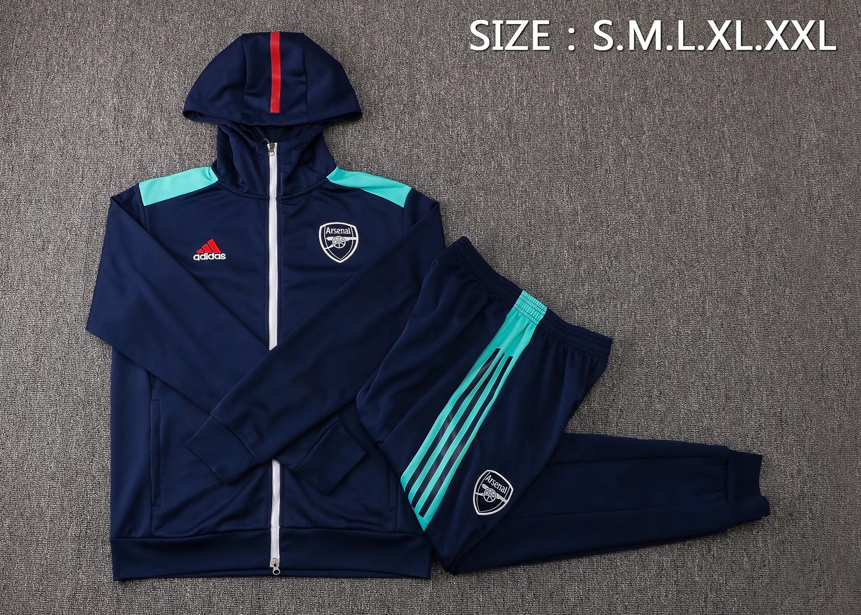 Arsenal Soccer Training Suit Jacket + Pants Replica Hoodie Navy Mens 2021/22