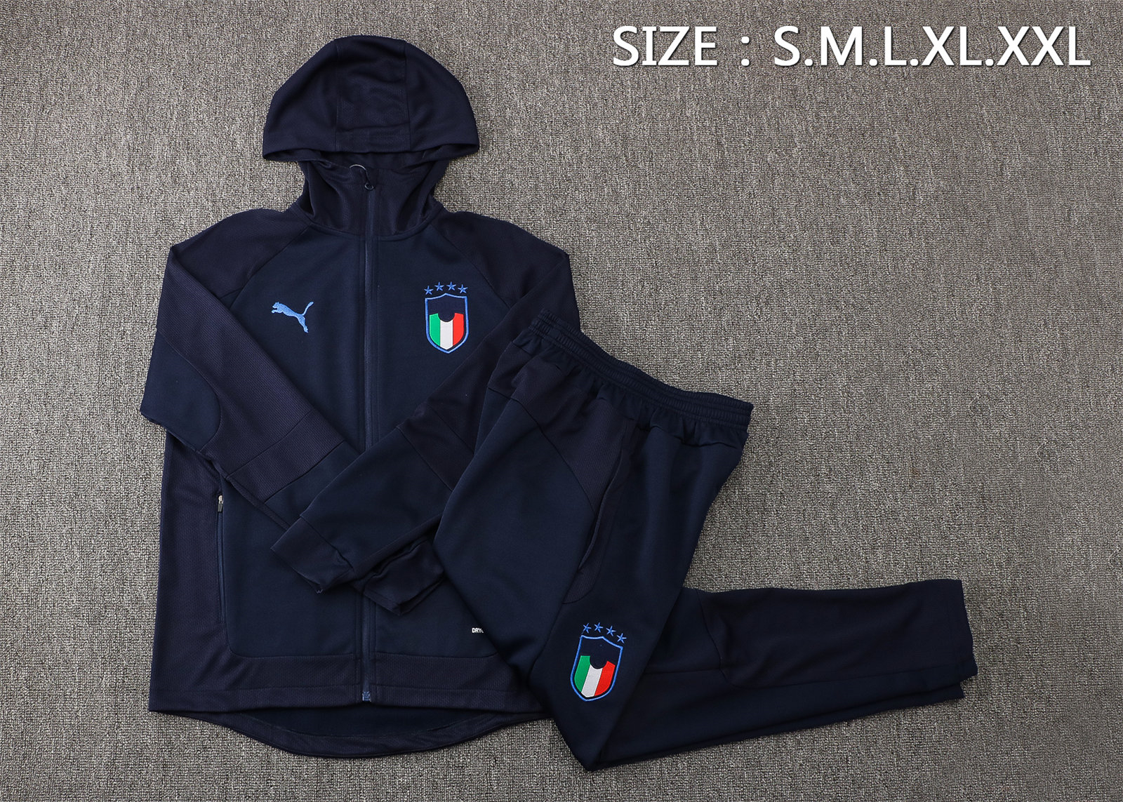 Italy Soccer Training Suit Jacket + Pants Hoodie Royal Mens 2021/22