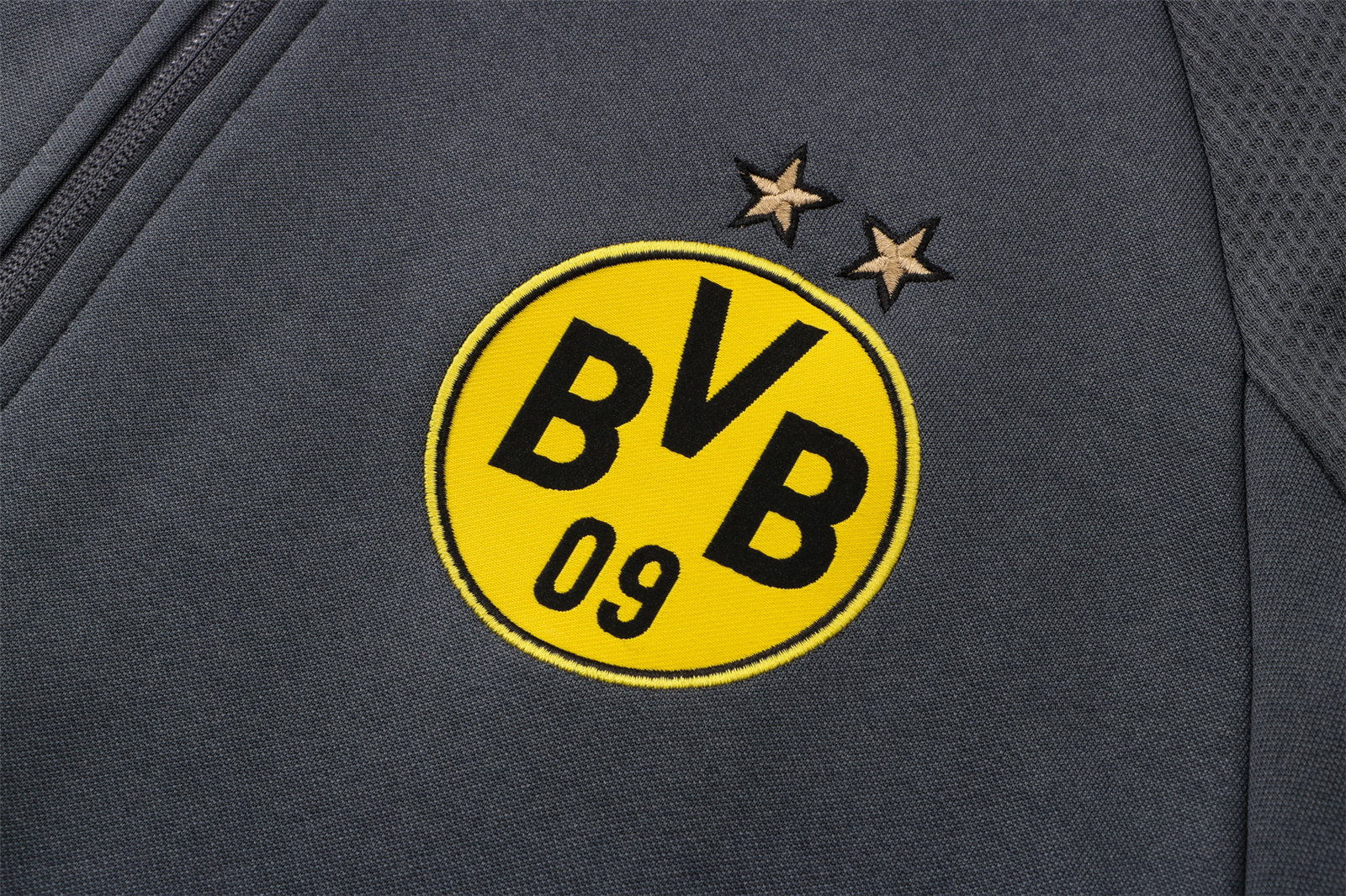 Borussia Dortmund Soccer Training Suit Jacket + Pants Hoodie Grey Mens 2021/22