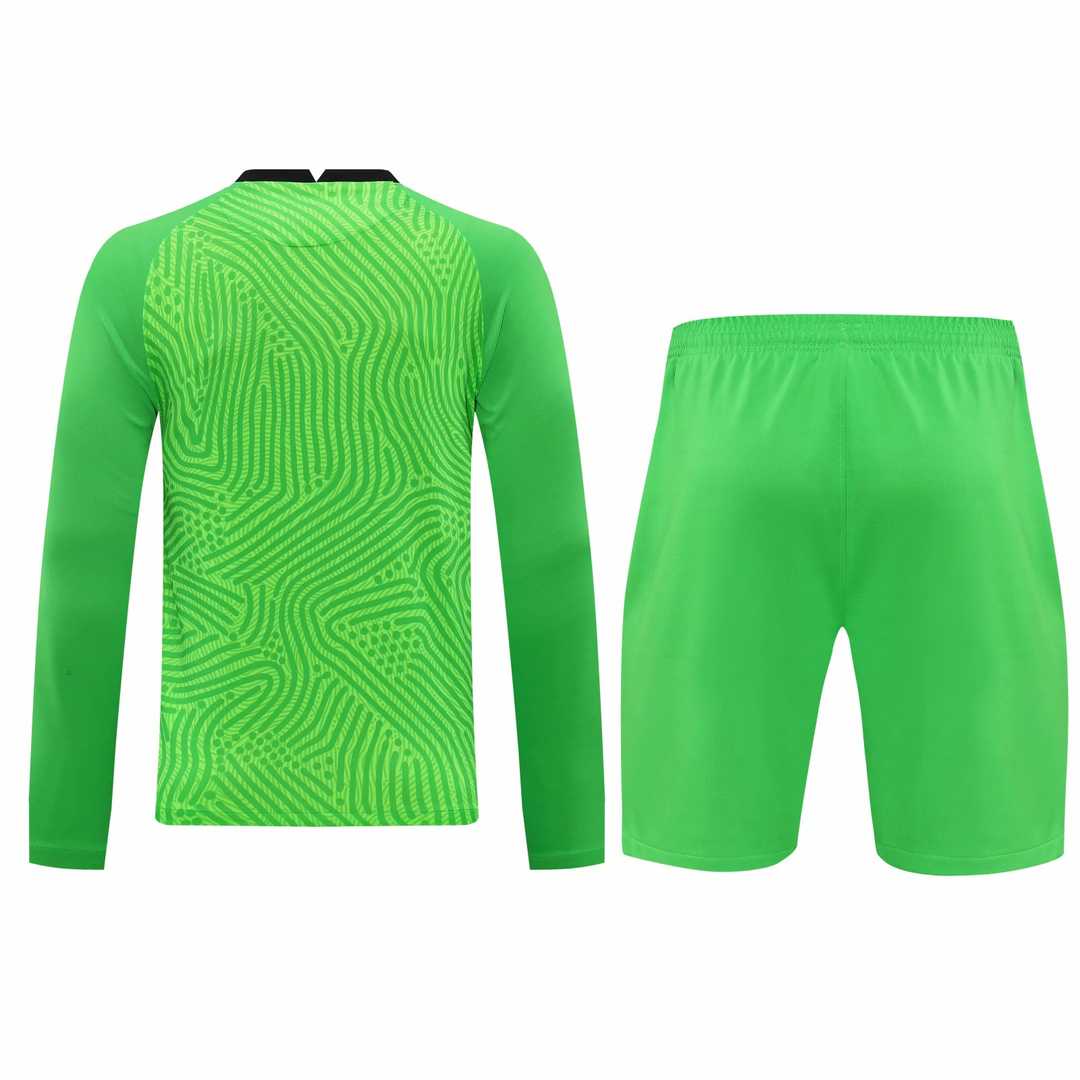 2020/21 Atletico Madrid Goalkeeper Green Long Sleeve Mens Soccer Jersey Replica  + Shorts Set