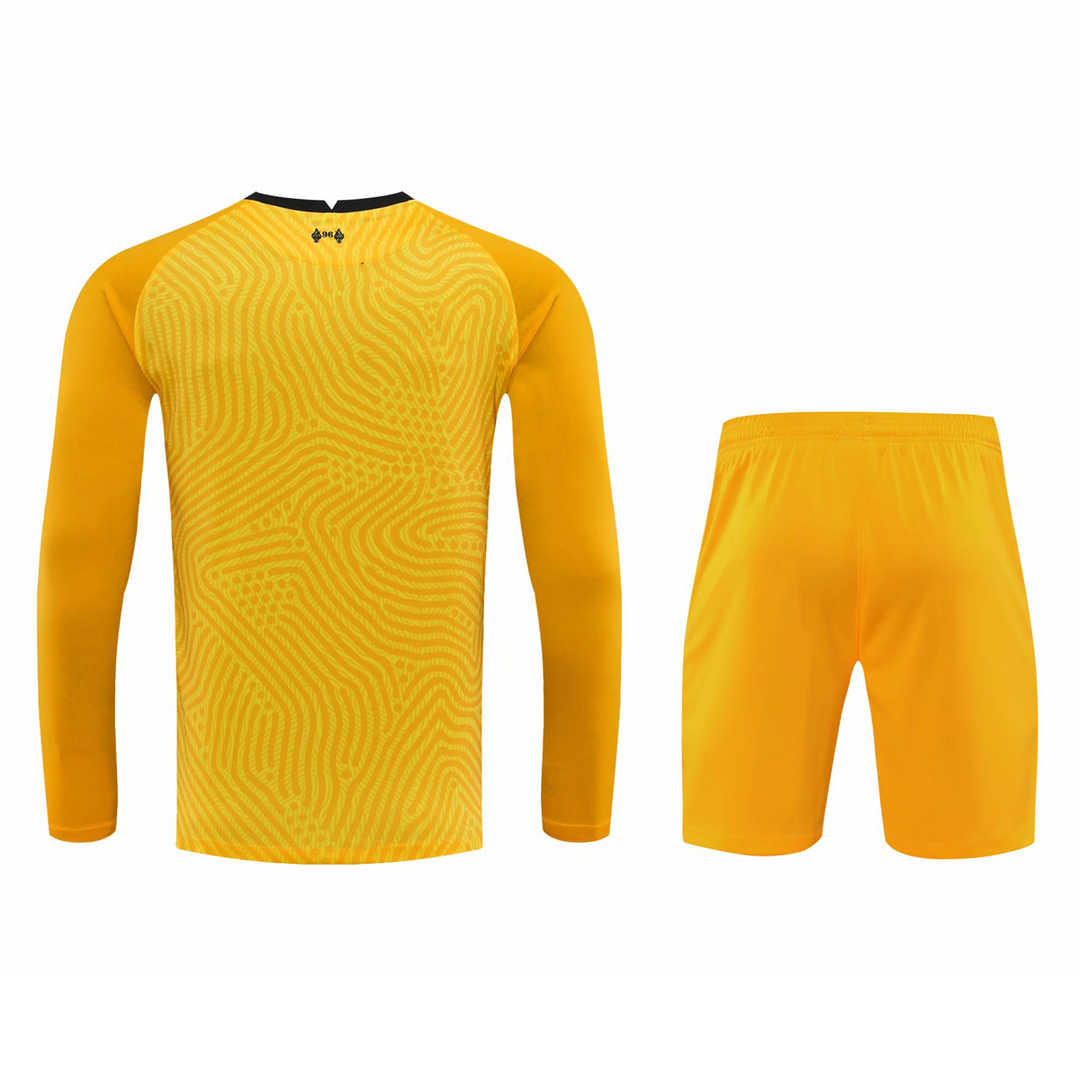 2020/21 Liverpool Goalkeeper Yellow Long Sleeve Mens Soccer Jersey Replica  + Shorts Set