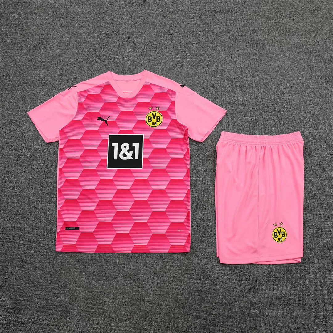 2020/21 Borussia Dortmund Goalkeeper Pink Mens Soccer Jersey Replica  + Shorts Set