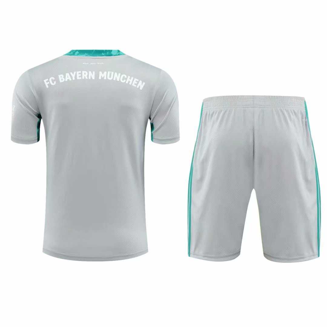 2020/21 Bayern Munich Goalkeeper Grey Mens Soccer Jersey Replica  + Shorts Set