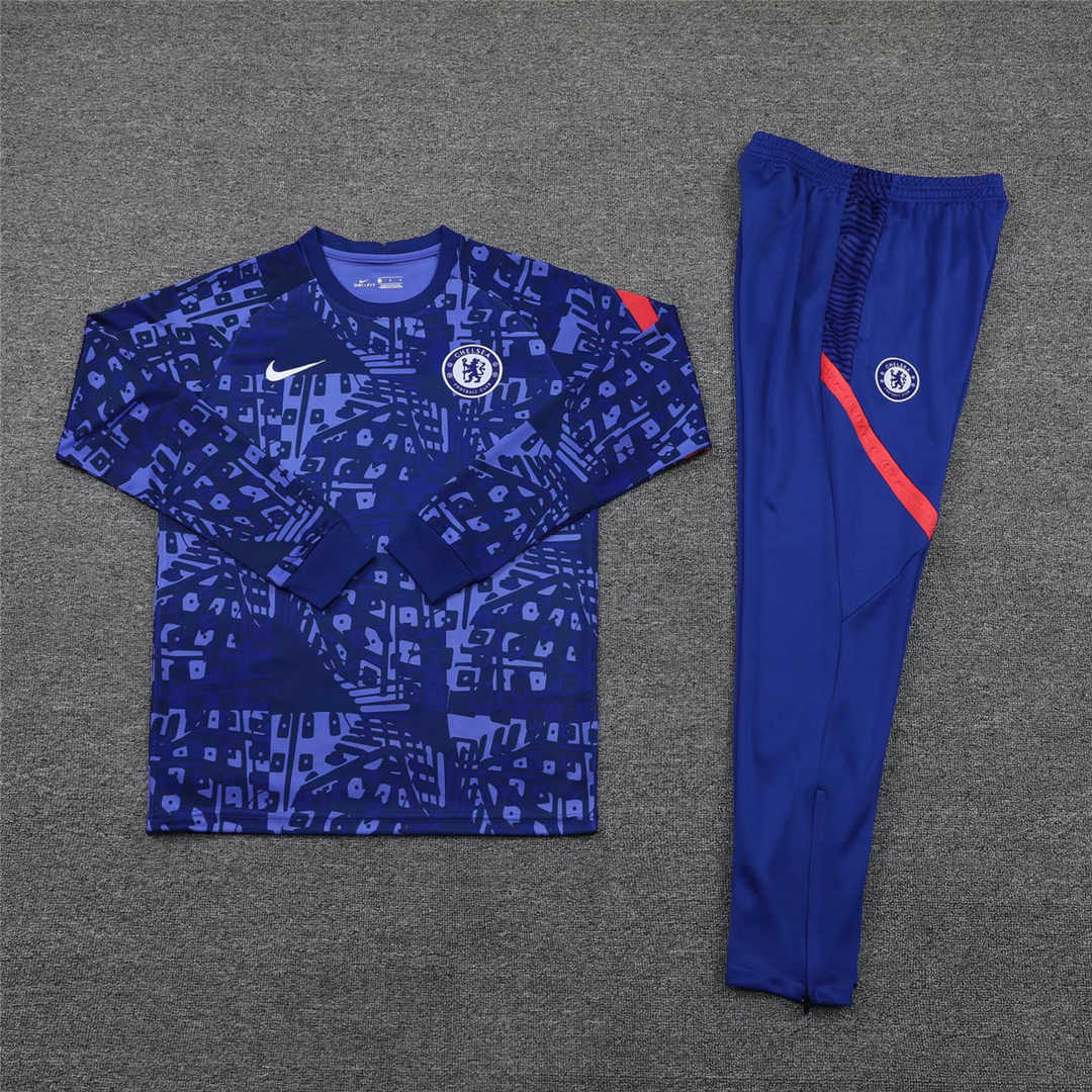 2020/21 Chelsea Blue Texture Mens Soccer Training Suit
