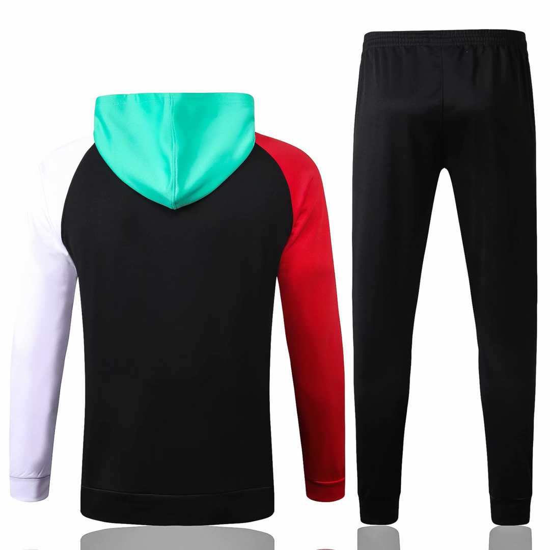 2020/21 Liverpool Hoodie Black Mens Soccer Training Suit(Jacket + Pants)