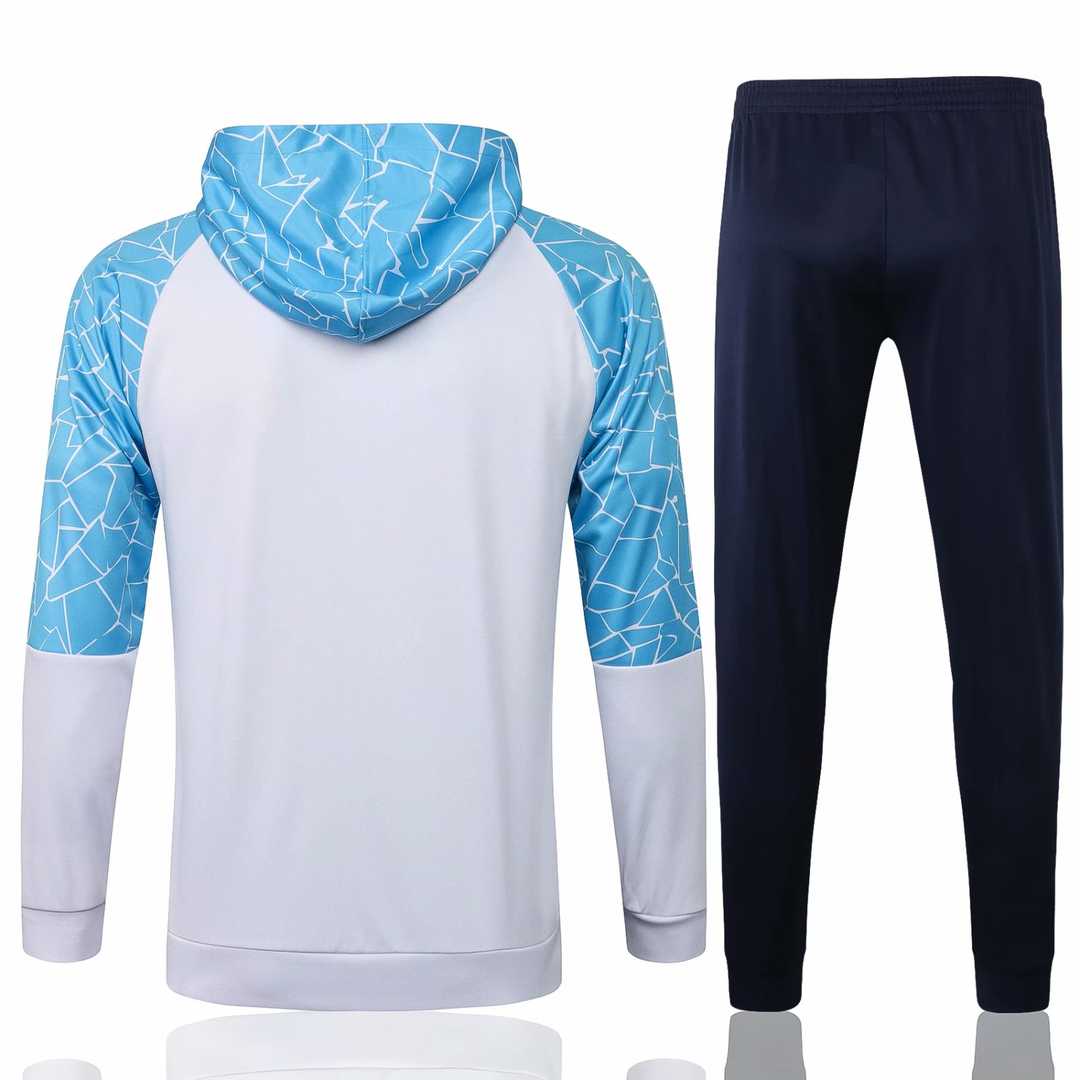 2020/21 Manchester City Hoodie White Soccer Training Suit (Jacket + Pants) Mens
