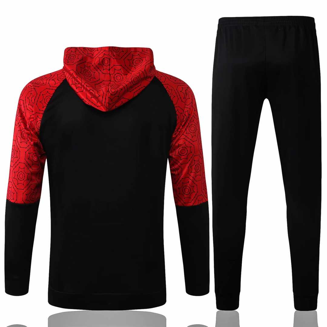 2020/21 AC Milan Hoodie Black Soccer Training Suit (Jacket + Pants) Mens