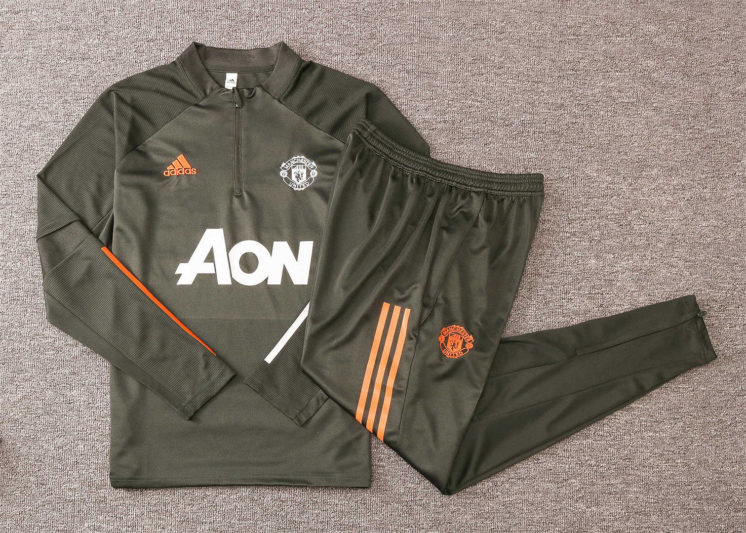 2020/21 Manchester United Olive Green Soccer Training Suit Kids