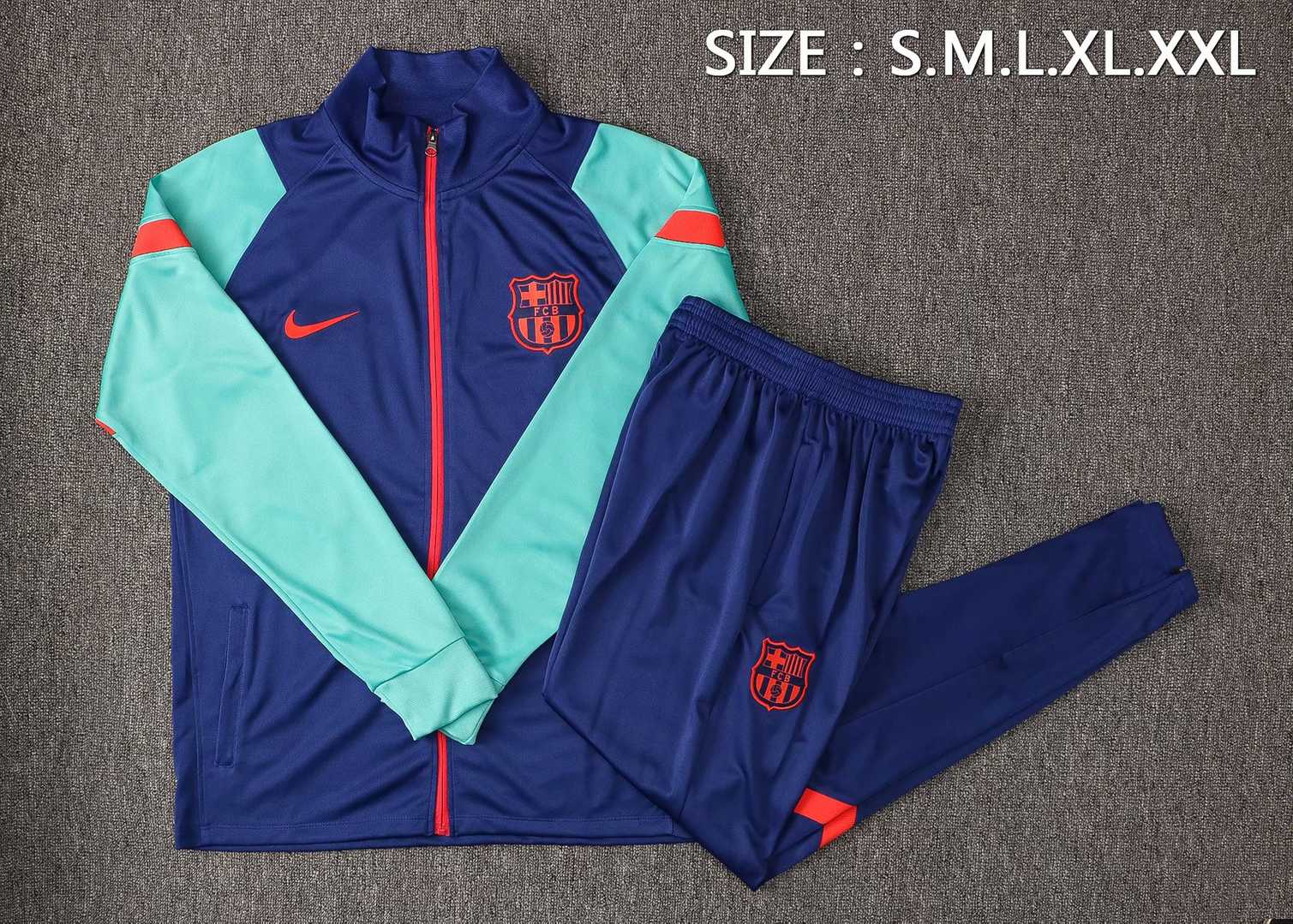 2021/22 Barcelona Blue Soccer Training Suit(Jacket + Pants) Mens 