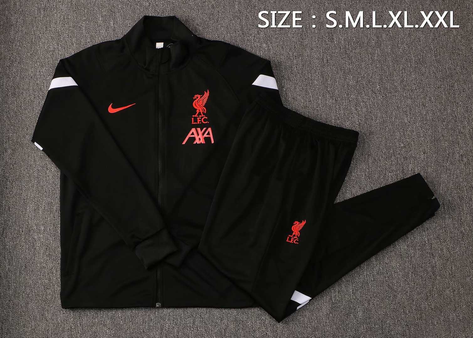 2021/22 Liverpool Black Soccer Training Suit(Jacket + Pants) Mens 