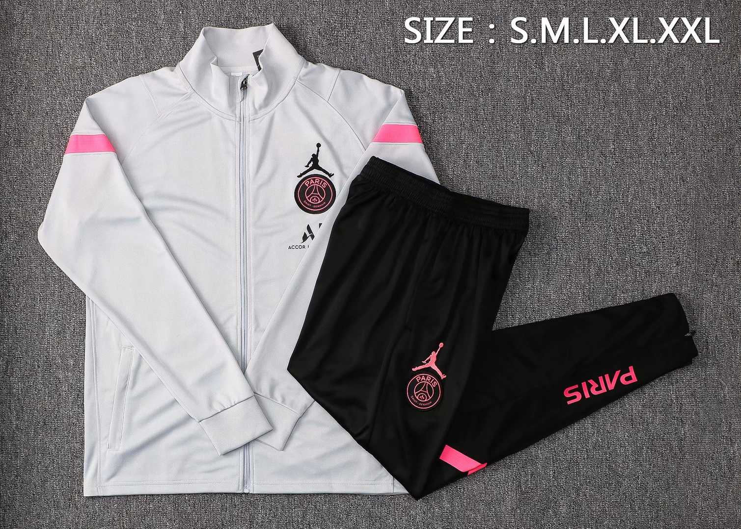 2021/22 PSG Grey Soccer Training Suit(Jacket + Pants) Mens 