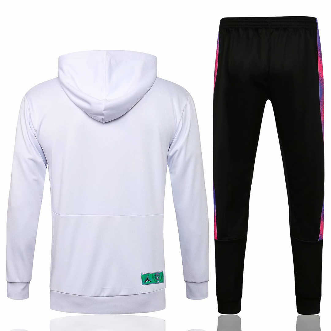 2021/22 PSG x JORDAN Hoodie White II Soccer Training Suit (SweatJersey + Pants) Mens 