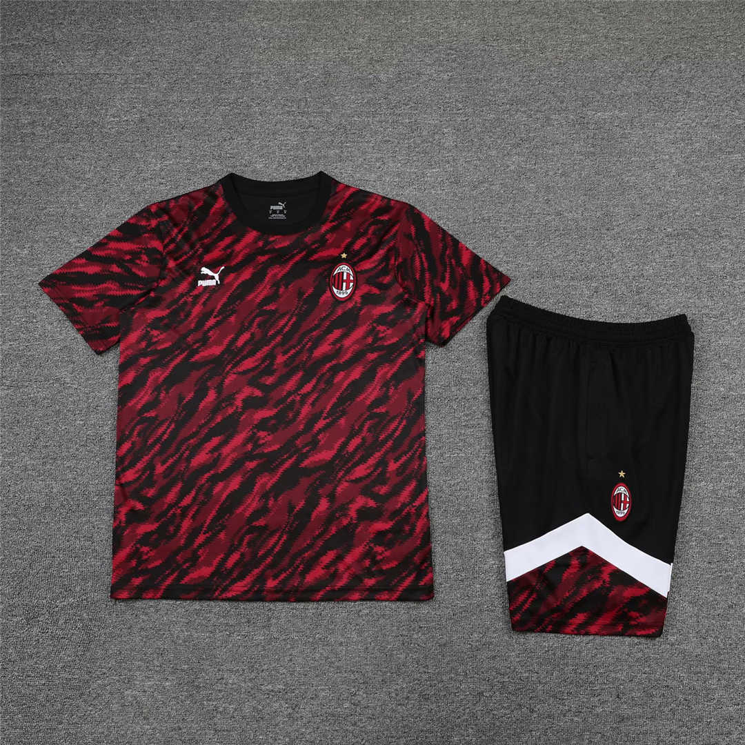 2021/22 AC Milan Red Soccer Training Suit (Jersey + Short) Mens