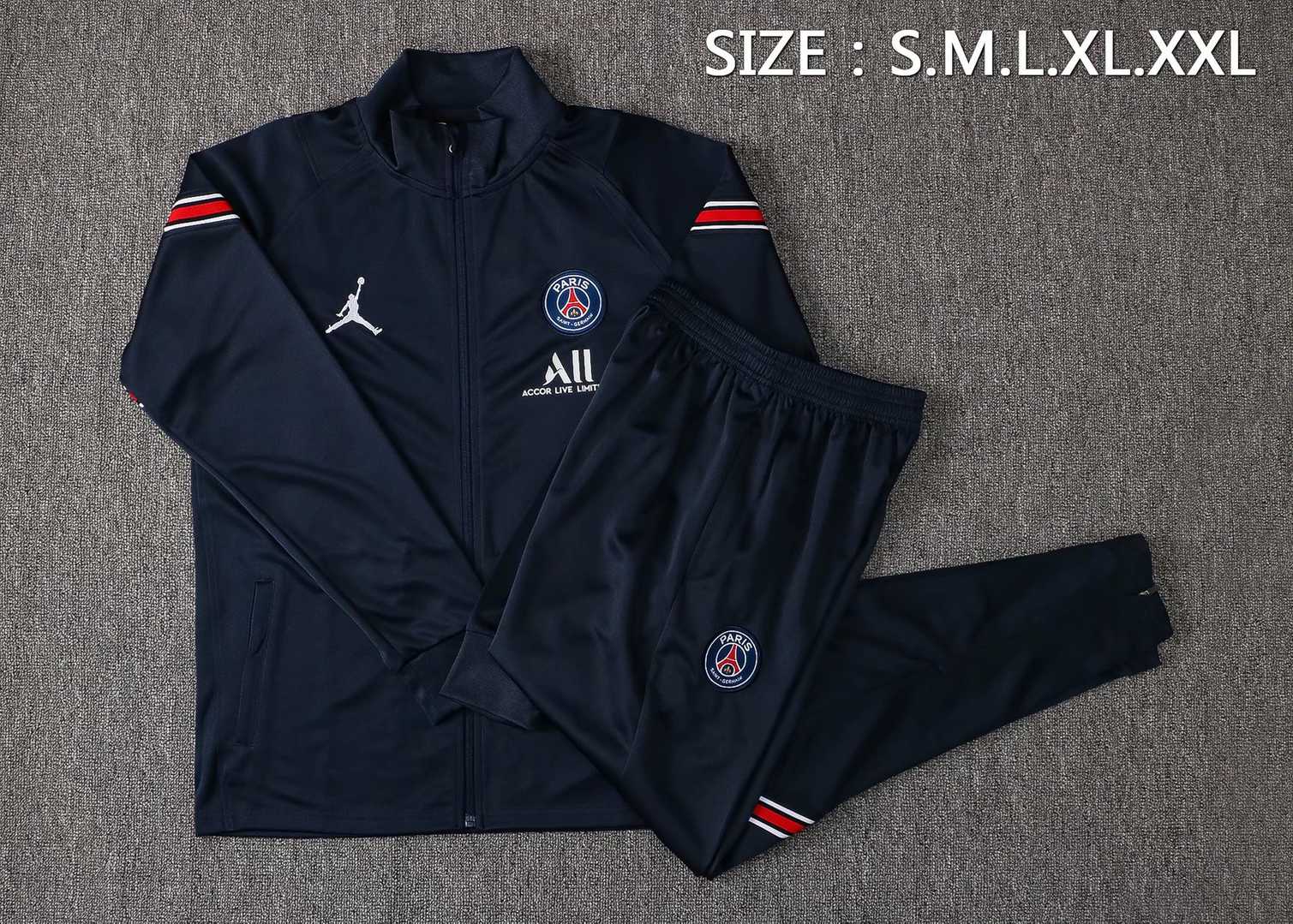 2021/22 PSG x Jordan Navy Soccer Training Suit (Jacket + Pants) Mens