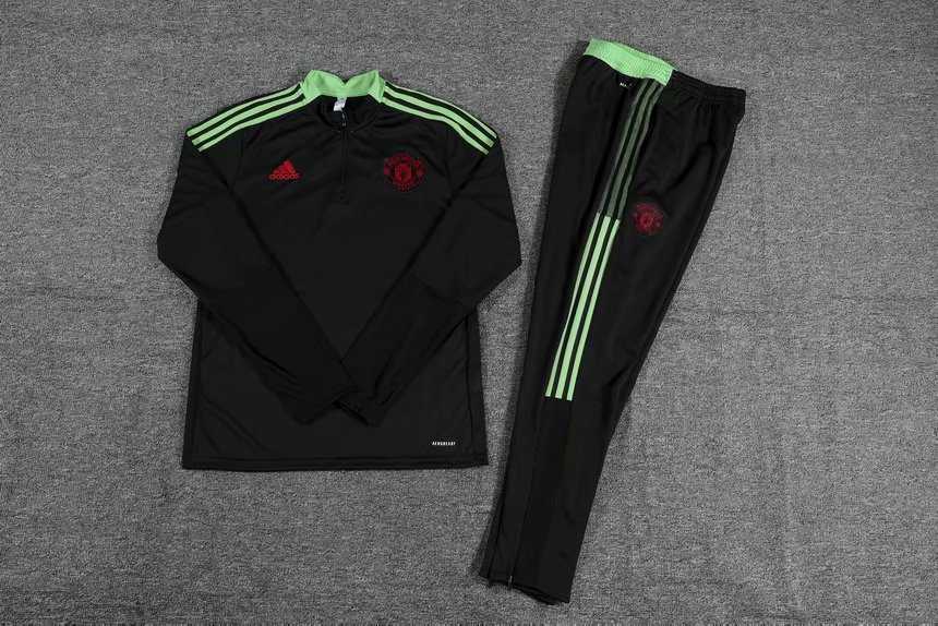 2021/22 Manchester United Black Half Zip Soccer Training Suit Kids