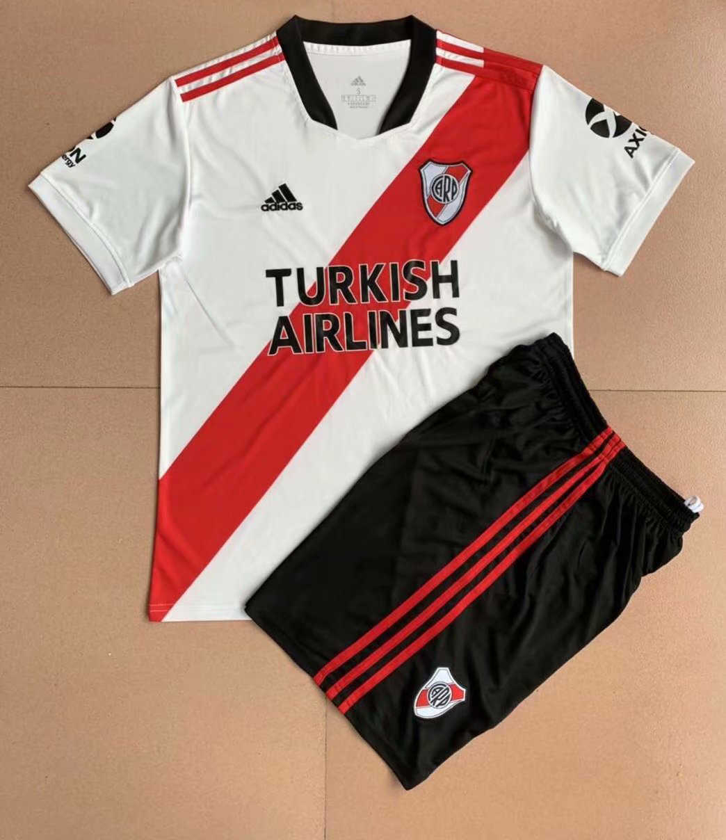 2021/22 River Plate Soccer Jersey Home Replica + Short Kids