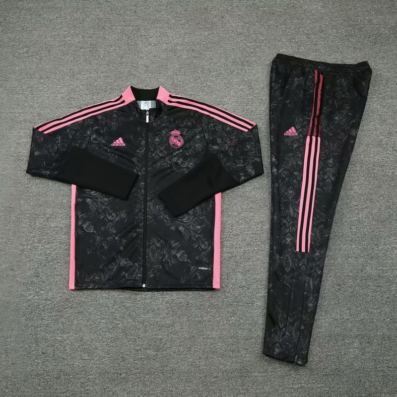 2021/22 Real Madrid Black Soccer Training Suit(Jacket + Pants) Mens