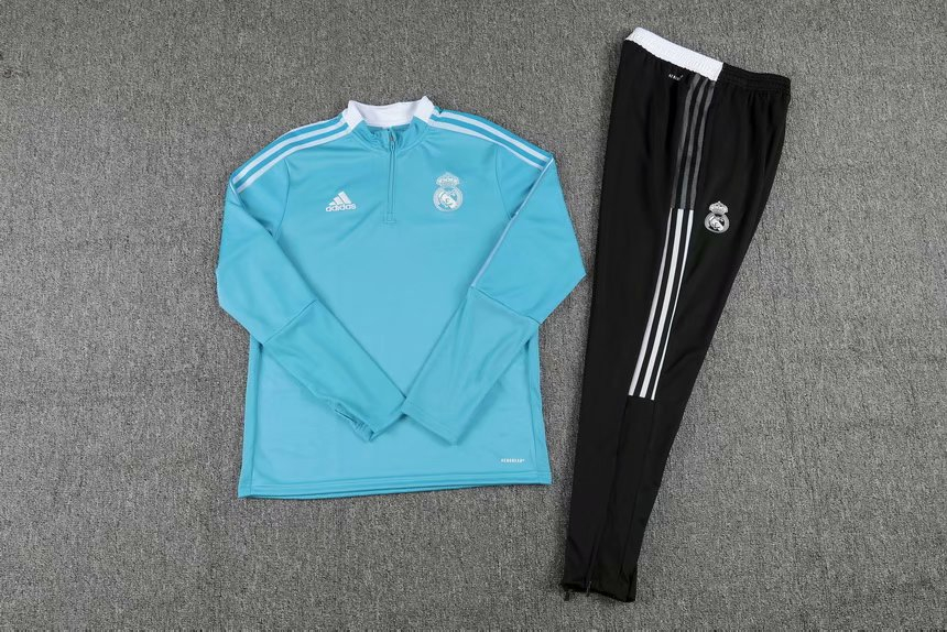 2021/22 Real Madrid Blue Soccer Training Suit(SweatJersey + Pants) Kids