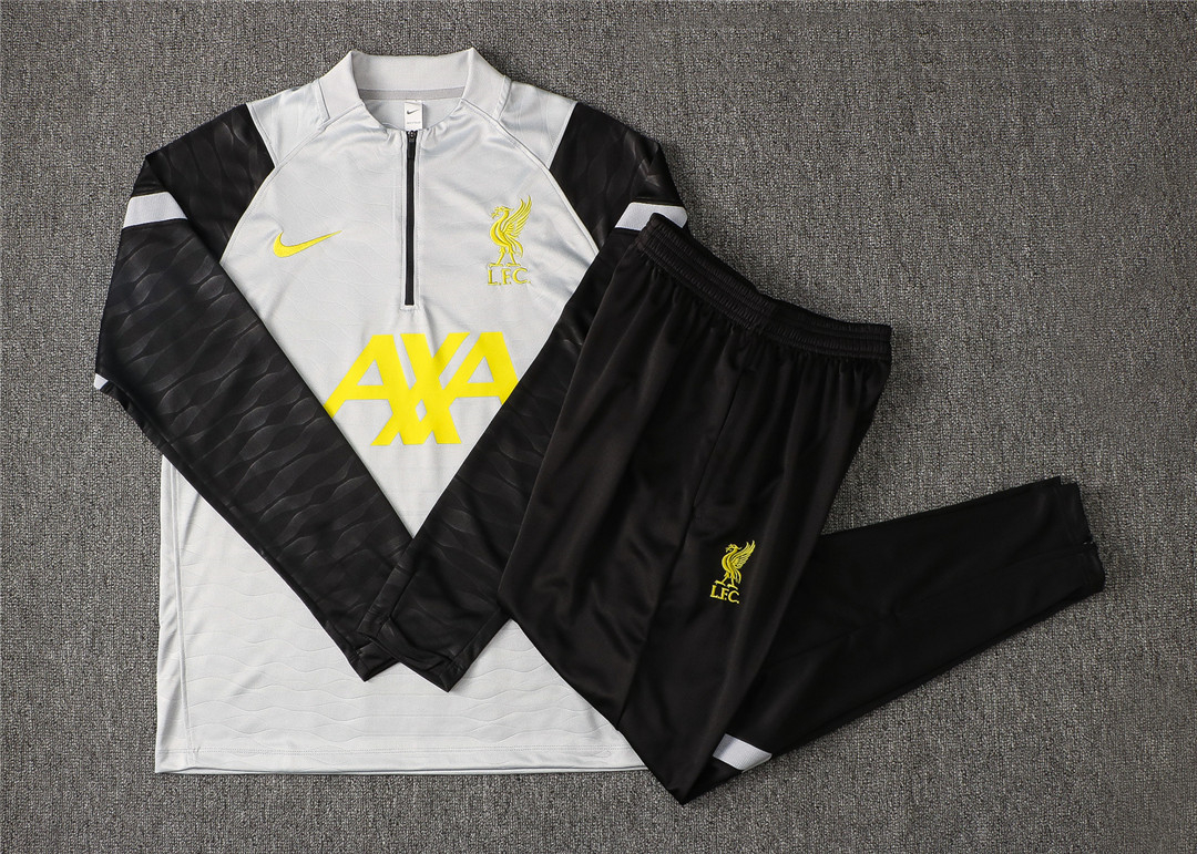 2021/22 Liverpool Grey Soccer Training Suit(SweatJersey + Pants) Kids