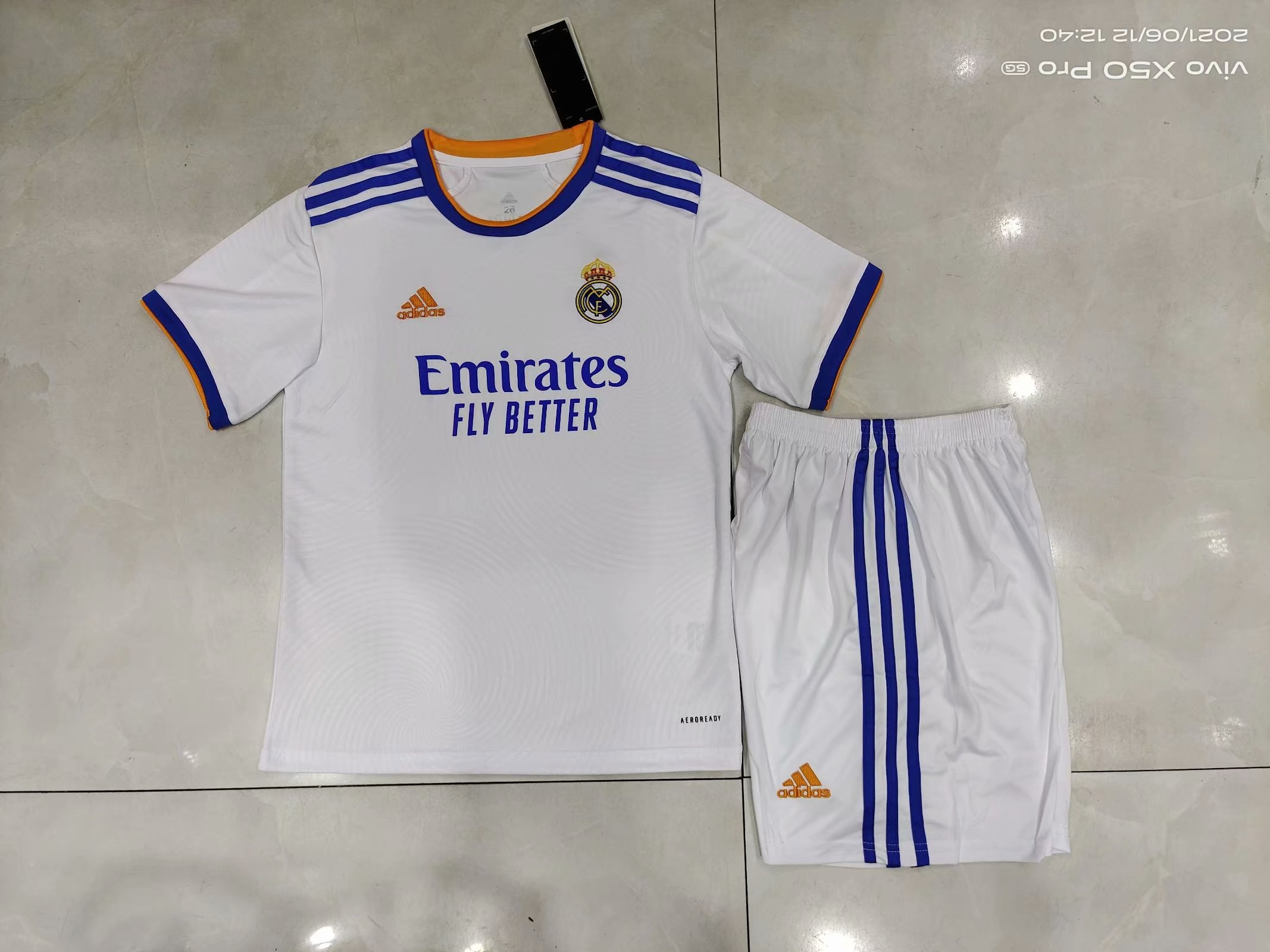 2021/22 Real Madrid Soccer Jersey Home Replica + Short Kids