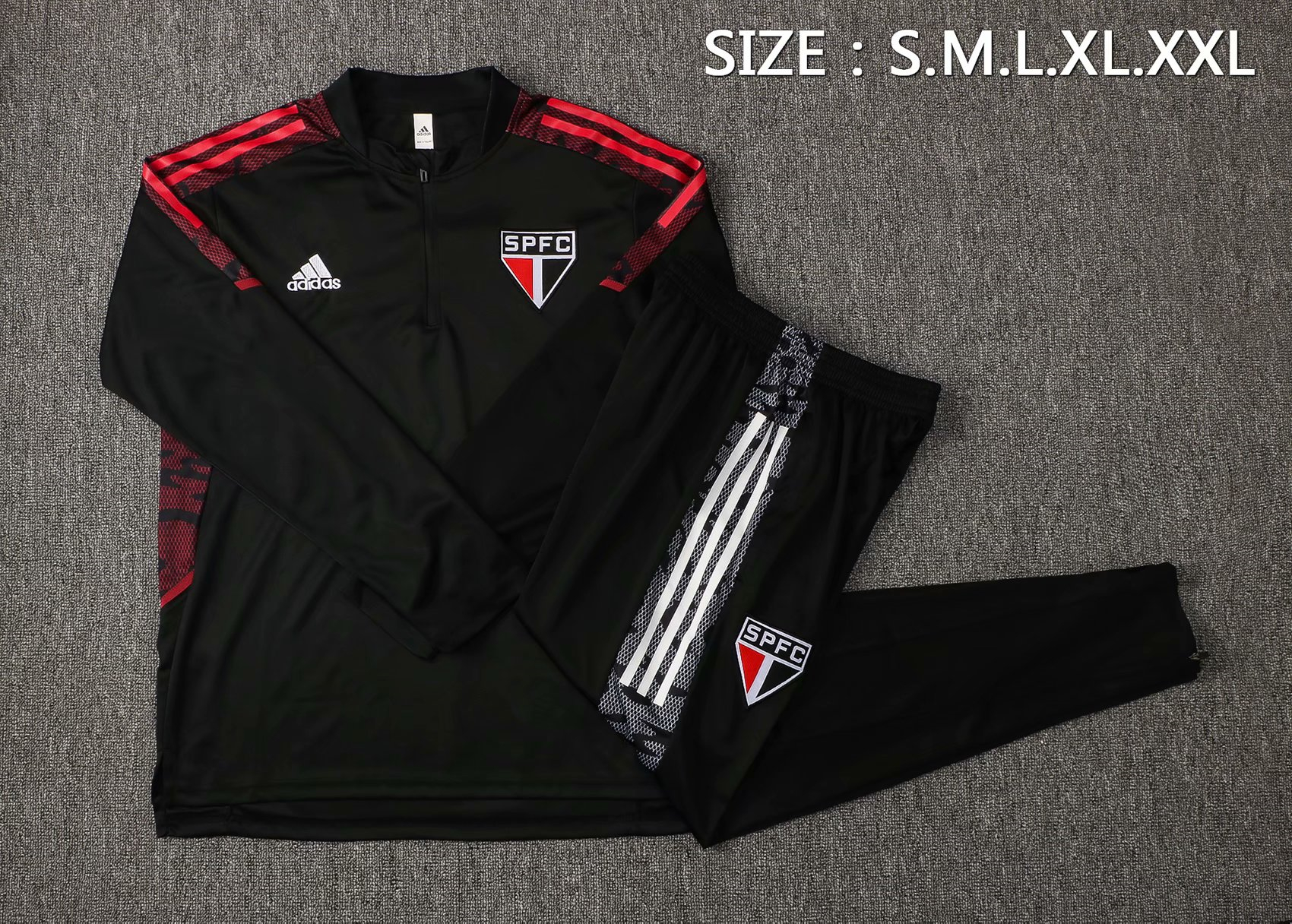 2021/22 Sao Paulo FC Black Soccer Training Suit Mens