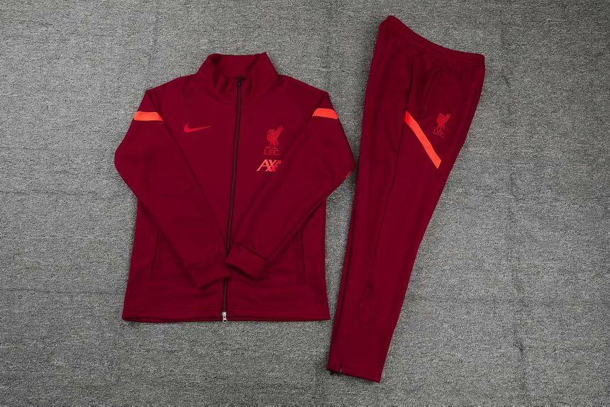 2021/22 Liverpool Burgundy Soccer Training Suit (Jacket + Pants) Kids