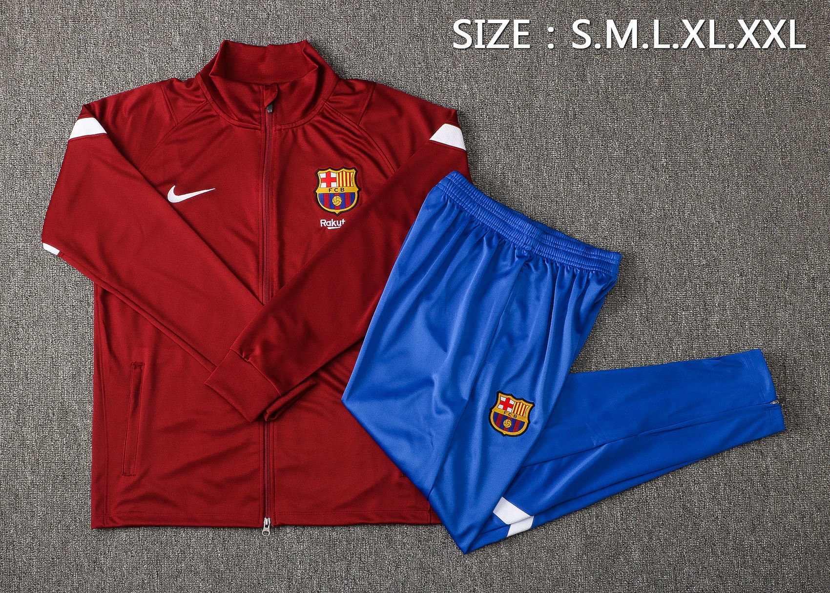 Barcelona Soccer Training Suit Jacket + Pants Maroon Mens 2021/22 