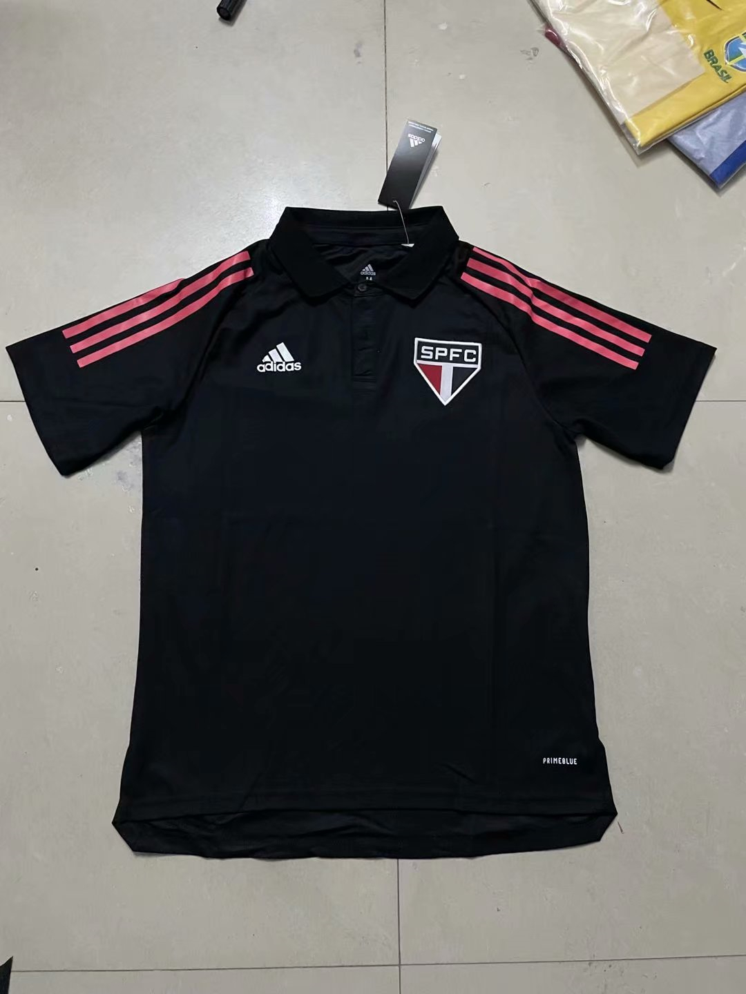 Sao Paulo FC Soccer Polo Jersey Black Mens 2021/22 