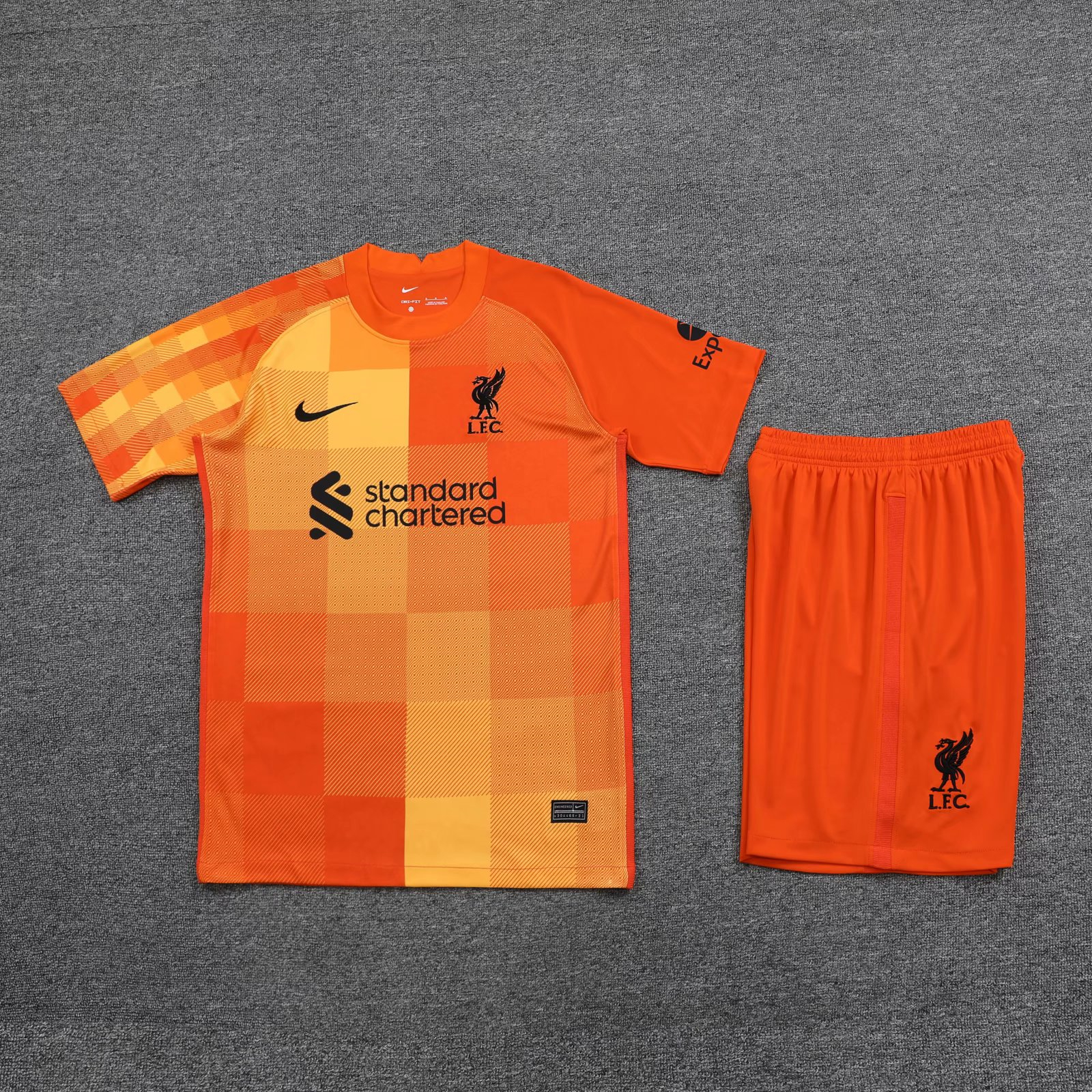 Liverpool Soccer Jersey + Short Replica Goalkeeper Orange Mens 2021/22