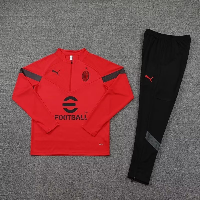 AC Milan Soccer Training Suit Replica Red 2022/23 Mens