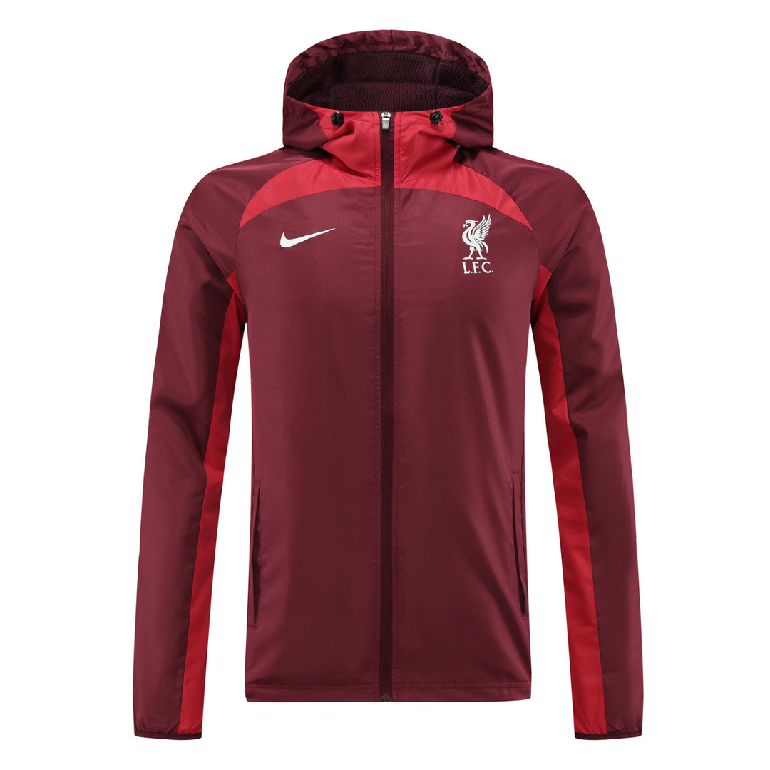 Liverpool All Weather Windrunner Soccer Jacket Burgundy 2021/22 Men's (Hoodie)