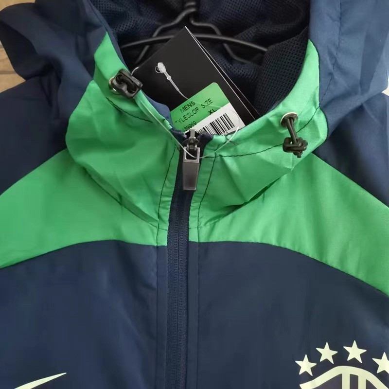 Brazil All Weather Windrunner Soccer Jacket Waterproof Navy 2022 Men's