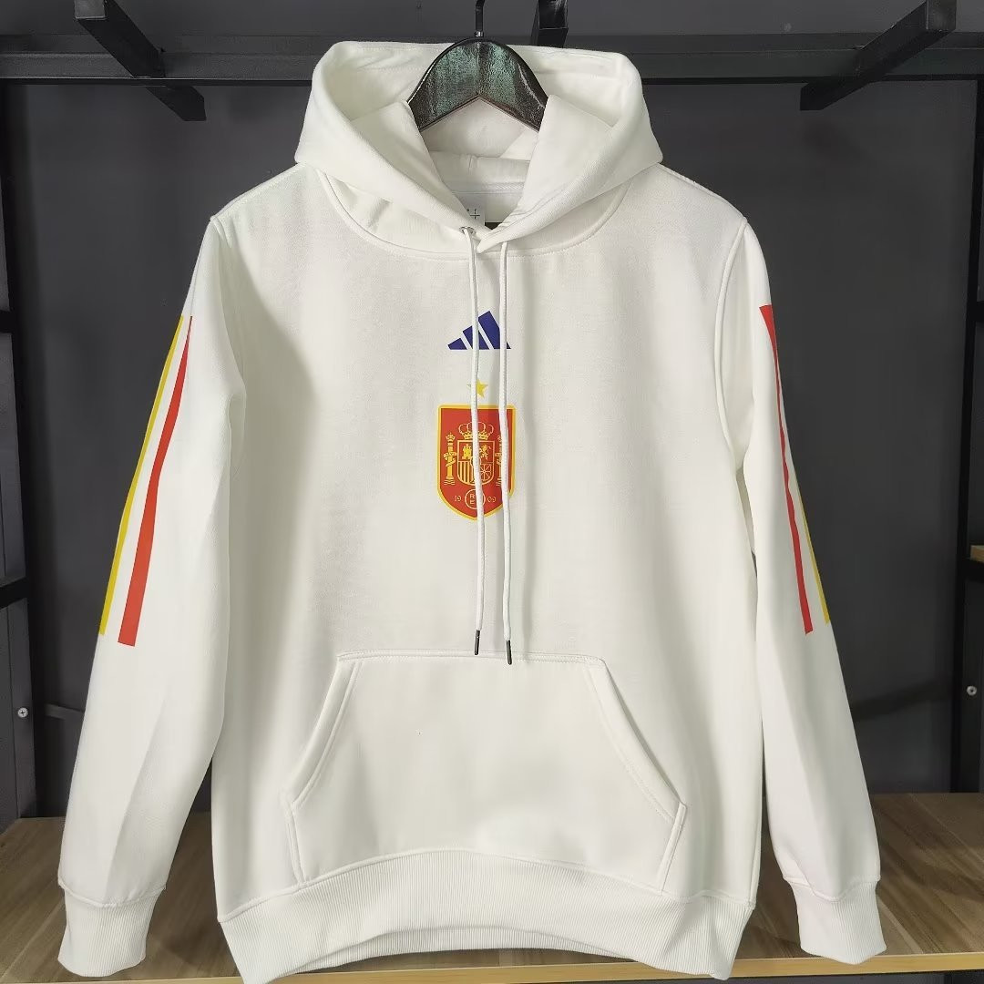 Spain Soccer Sweatshirt Replica White Pullover 2022 Men's (Hoodie)