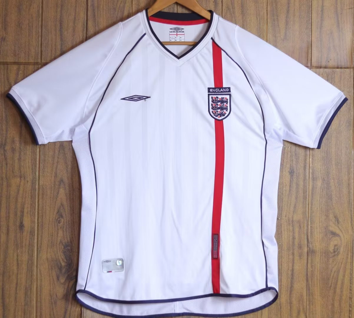 England Retro Home Soccer Jersey Replica 2002 Mens