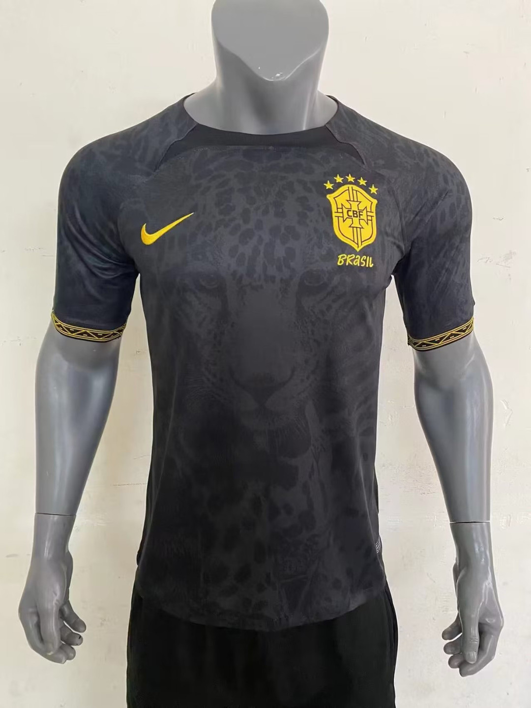 Brazil Black Leopard Soccer Jersey Replica 2022 Mens (Special Edition)