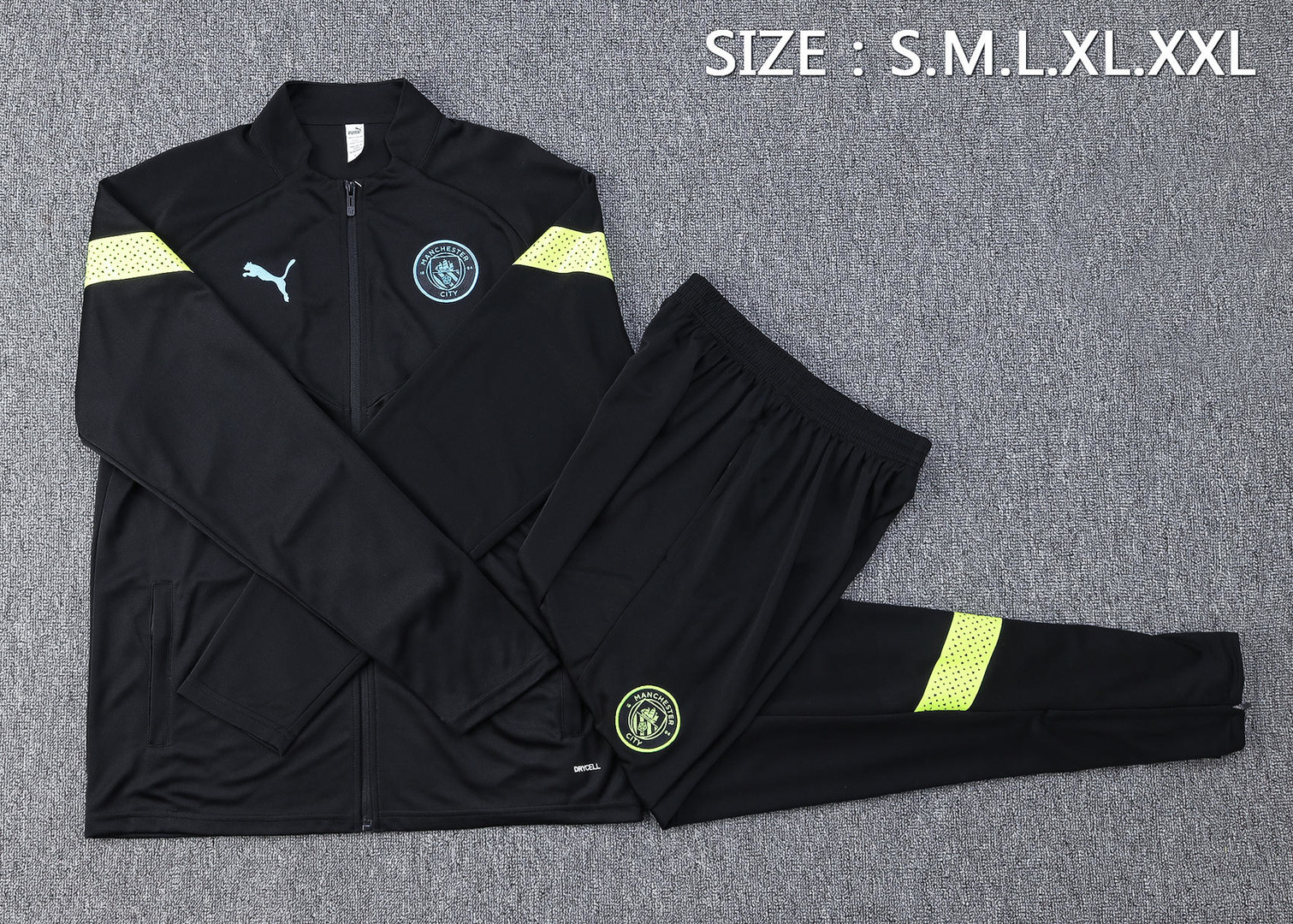 Manchester City Soccer Jacket + Pants Replica Black 2022/23 Mens