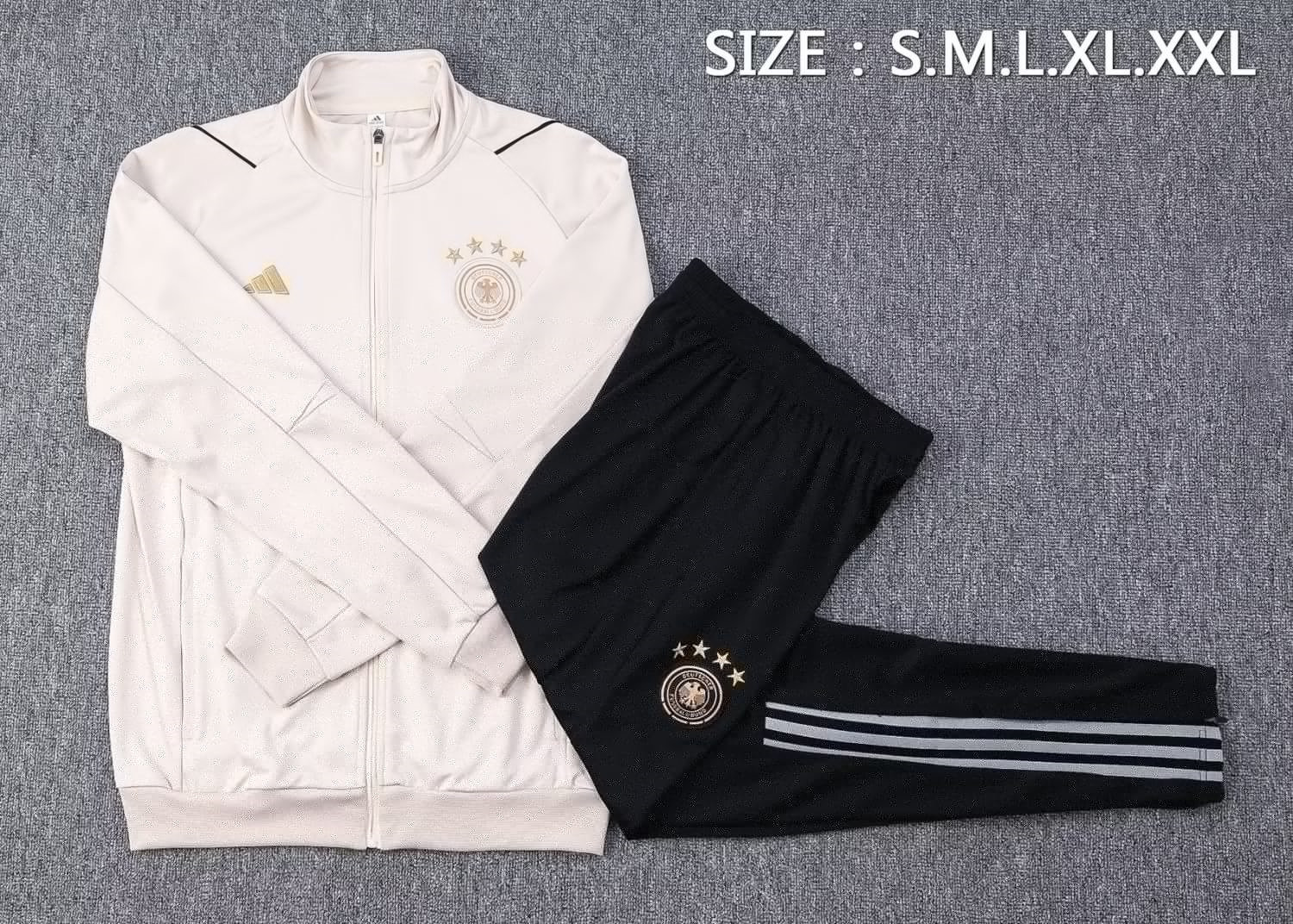 Germany Soccer Jacket + Pants Replica Beige 2022 Mens