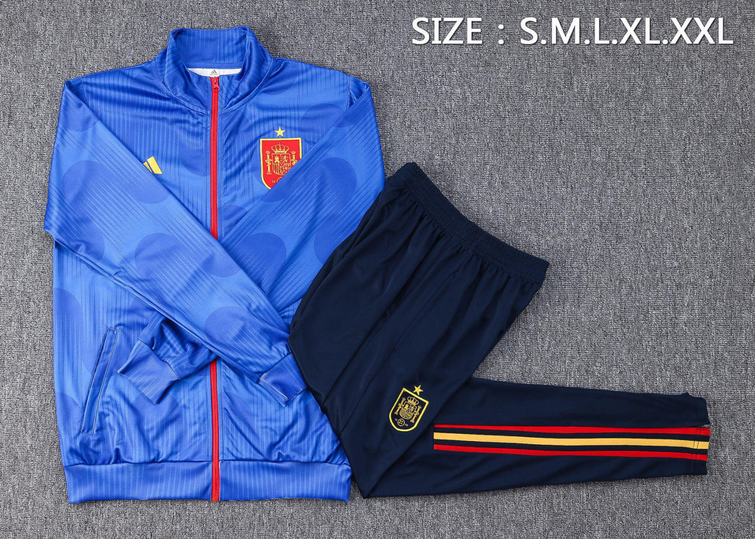 Spain Soccer Jacket + Pants Replica Blue 2022 Mens